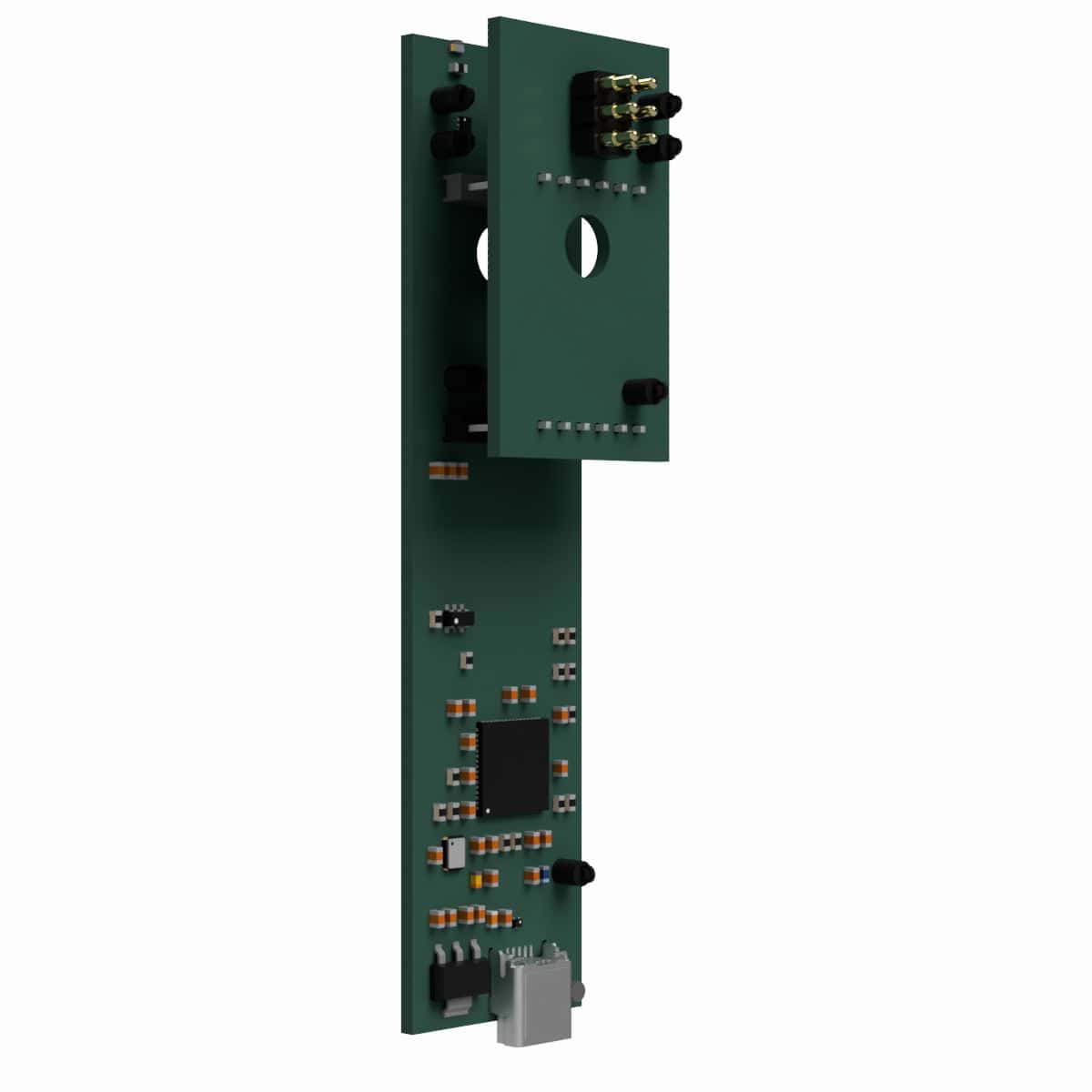 3D render of a custom electronics PCB prototype