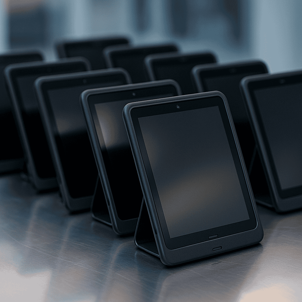 Multiple tablets prepared for an enterprise device deployment