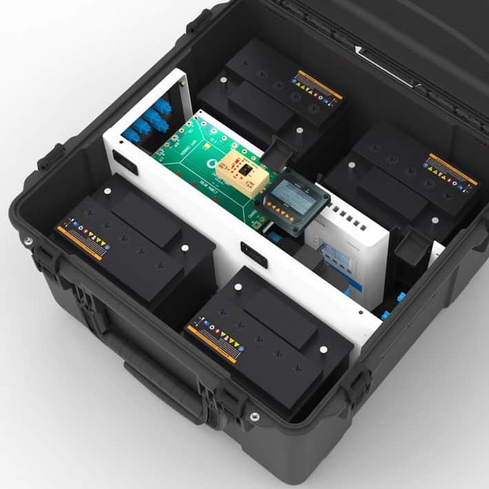 Custom electronics and power modules integrated into a rugged protective case