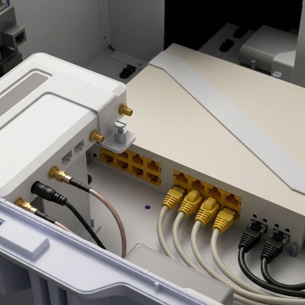 Ethernet switch and network equipment integrated into a custom enclosure