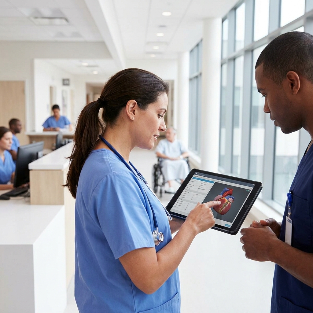 Tablet being used in a healthcare setting